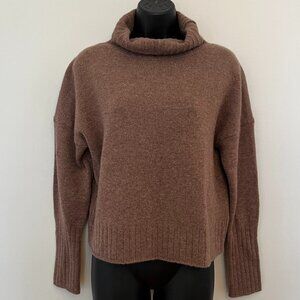H by Halston Cashmere and Merino Wool Blend Taupe Turtleneck Sweater, Size Small